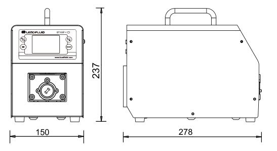BT100F-1分配型智能蠕动泵尺寸图
